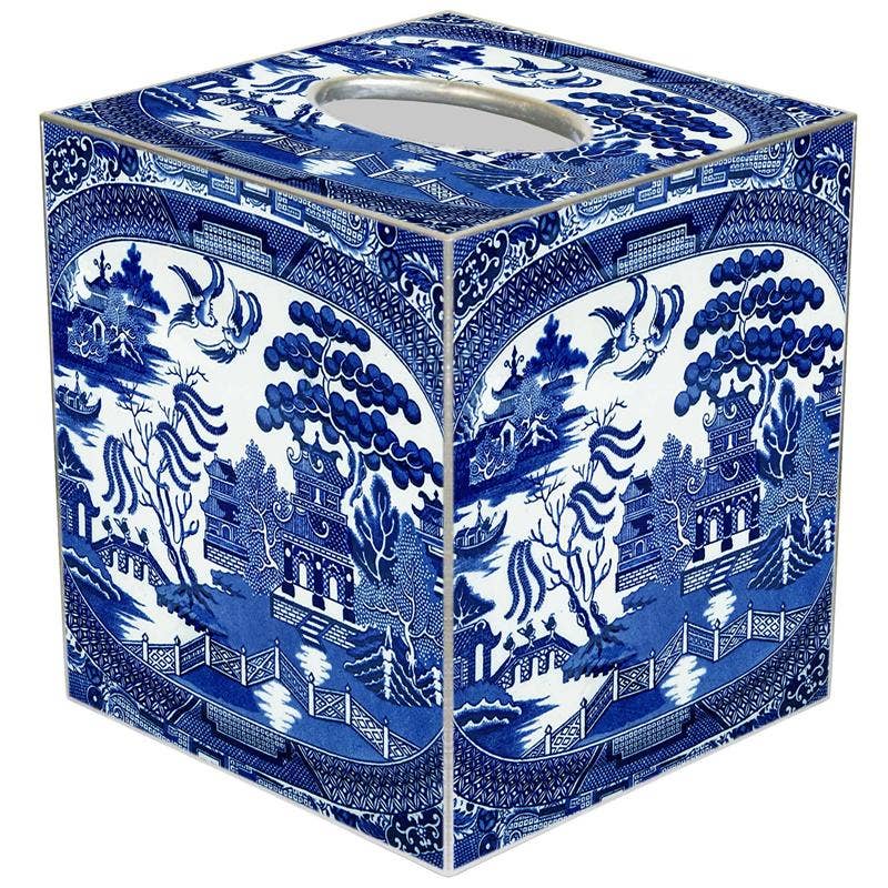Marye-Kelley Blue Willow Tissue Box Cover