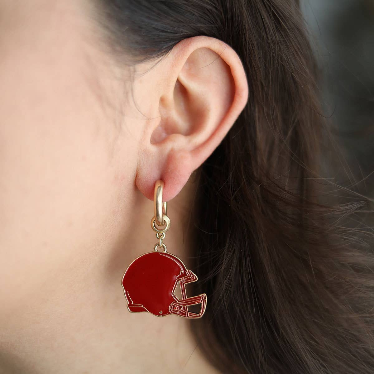 Canvas Style Game Day Football Helmet Enamel Earrings