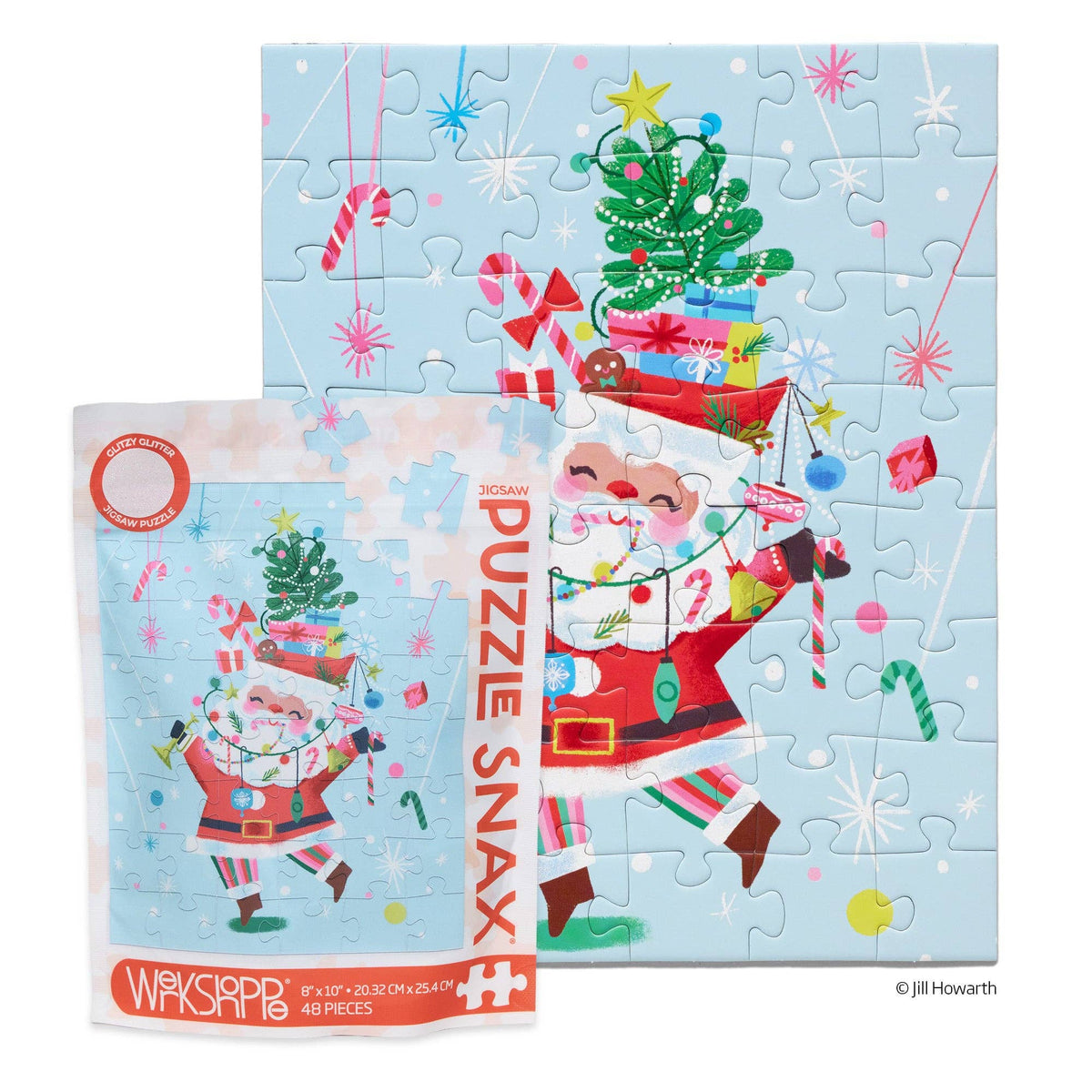 WerkShoppe Fancy Pants Santa 48 Piece Christmas Puzzle Snax
