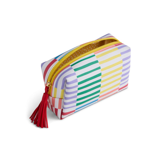 Boldly Striped Quilted Zip Pouch - 7x 2.5x 4.5in