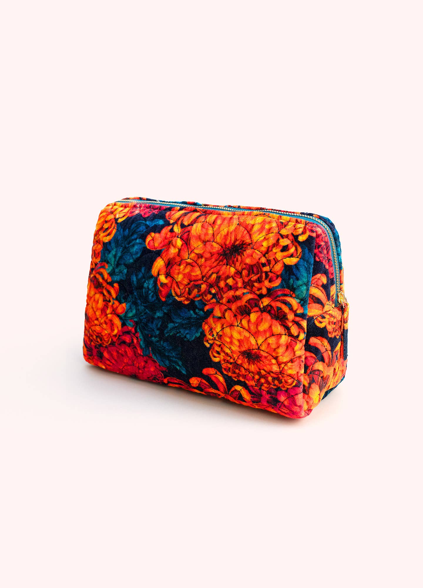 Chrysanthemum Quilted Velvet Washbag by Powder Design