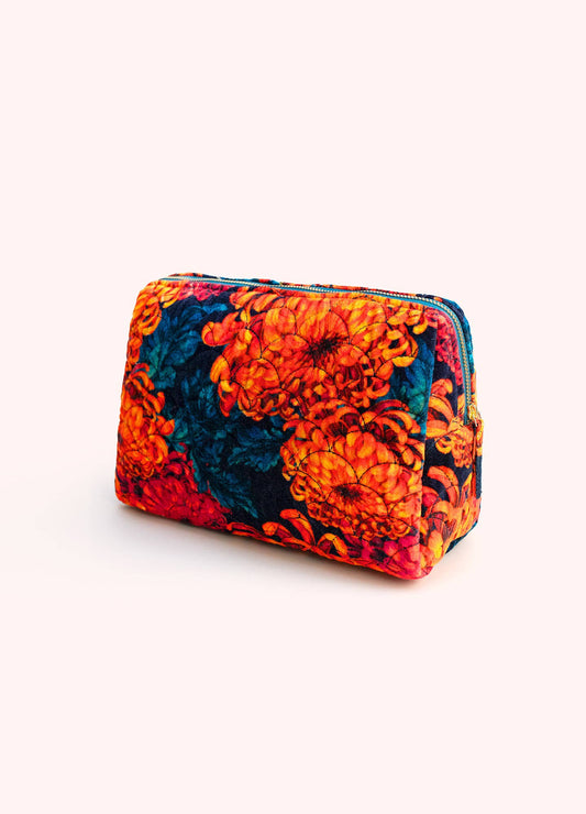 Chrysanthemum Quilted Velvet Washbag by Powder Design