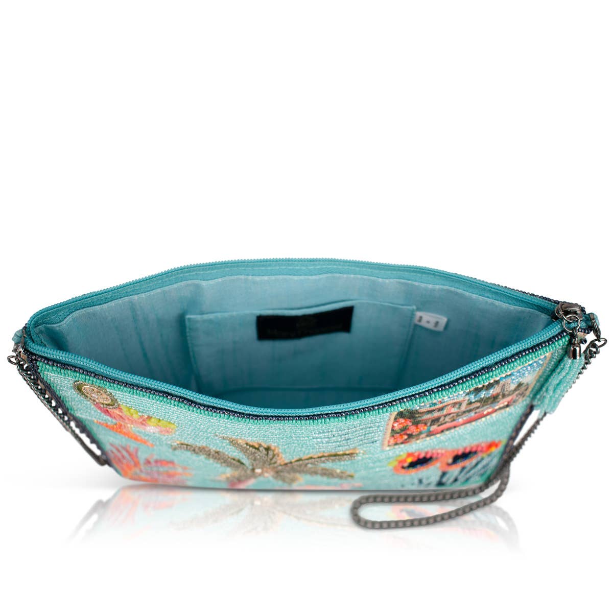 Mary Frances Coastal Notes Tropical Postcard Beaded Crossbody Handbag