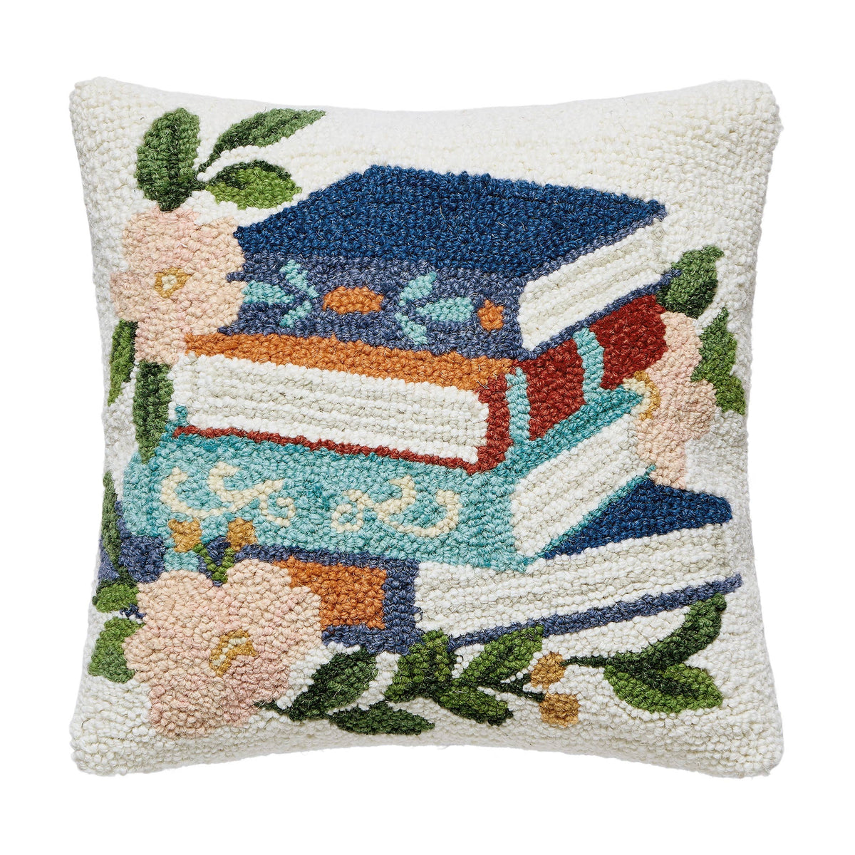 Peking Handicraft Book Stack w/Flowers Hook Pillow