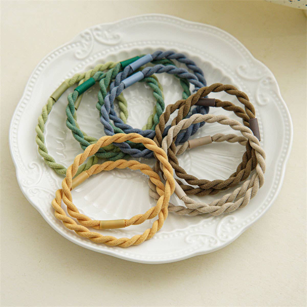 ACCITY Braided Cord Super Stretchy Elastic Hair Ties, 10pcs