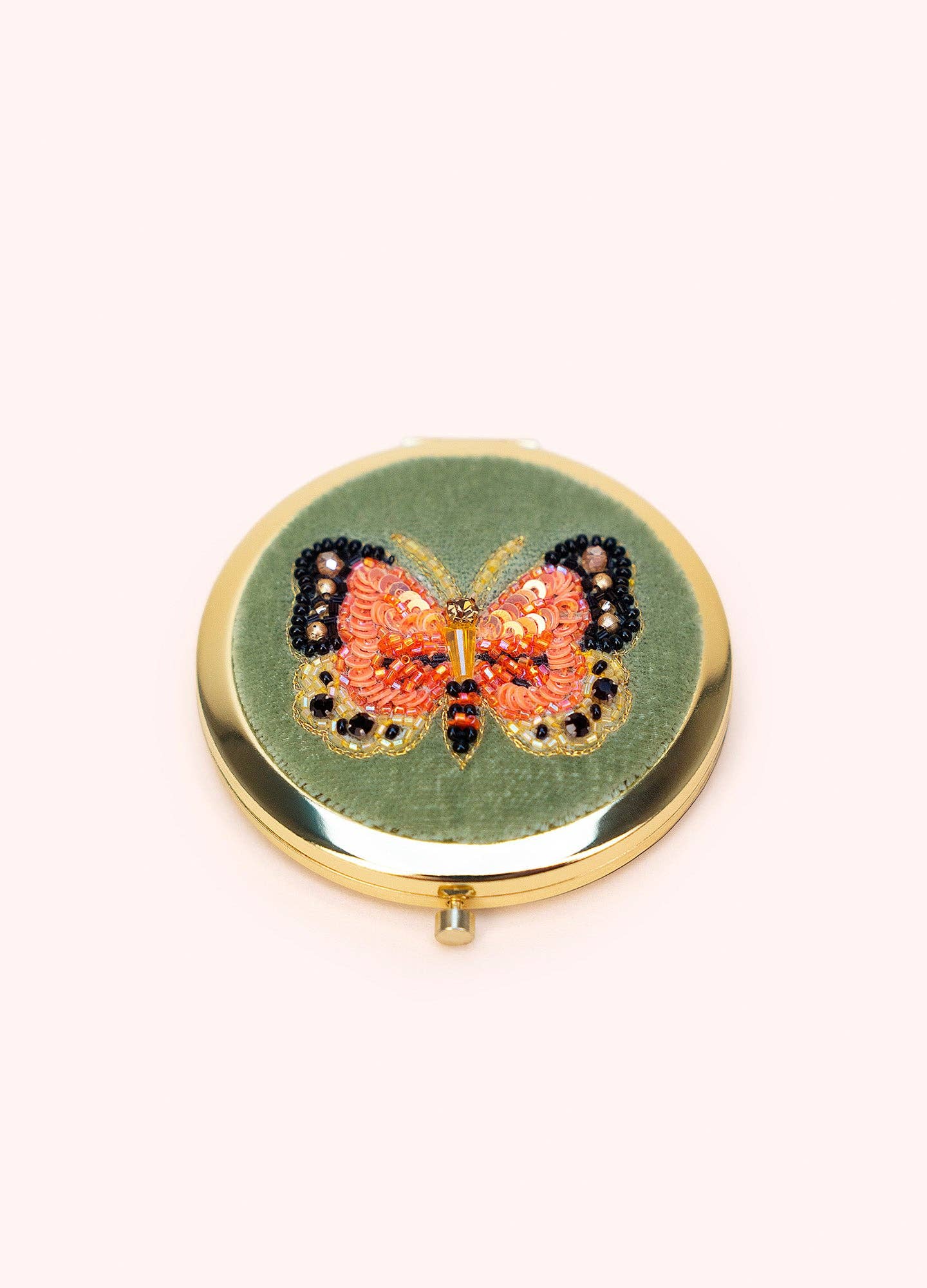 Embroidered Compact Mirror - Bonny Butterfly, by Powder Designs