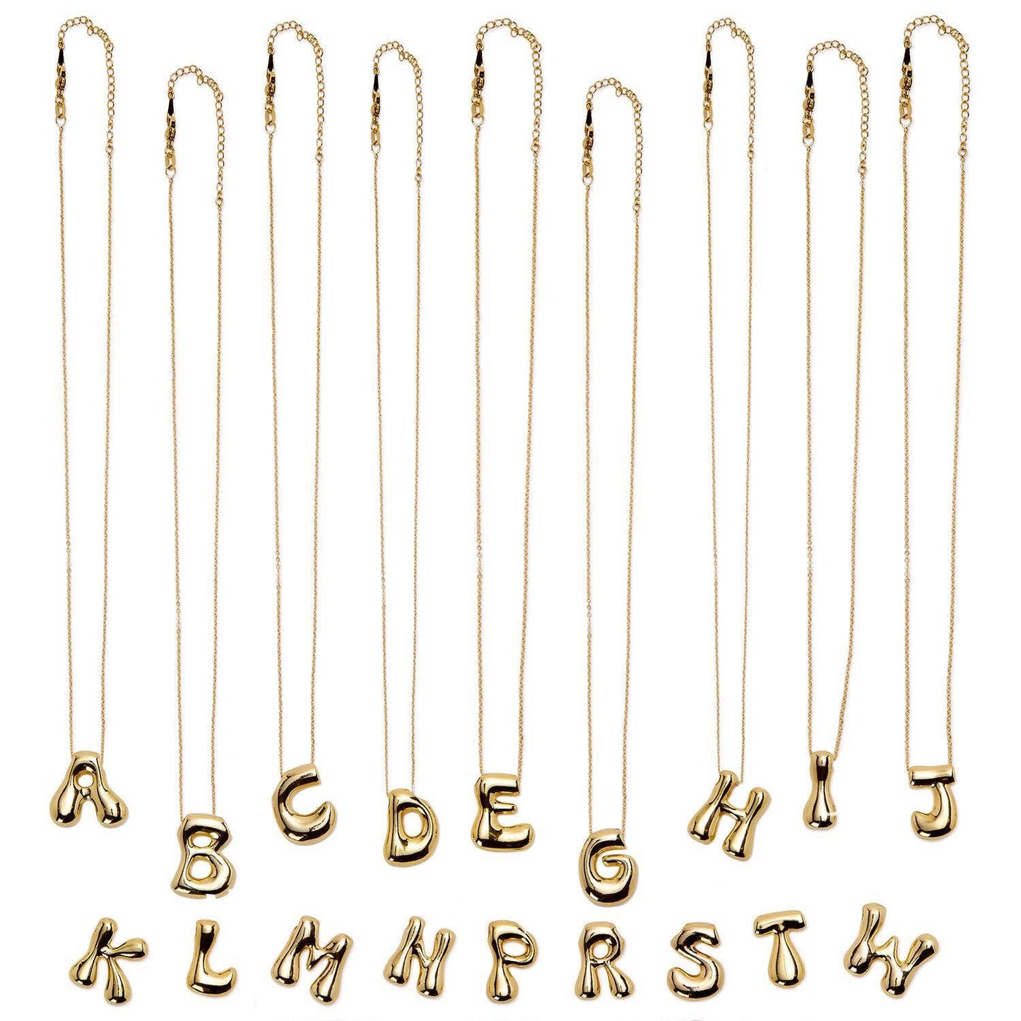 Cupcakes & Cartwheels Two's Co. Bubble Initial 25 Pc Letter Necklace on Gift Card Unit