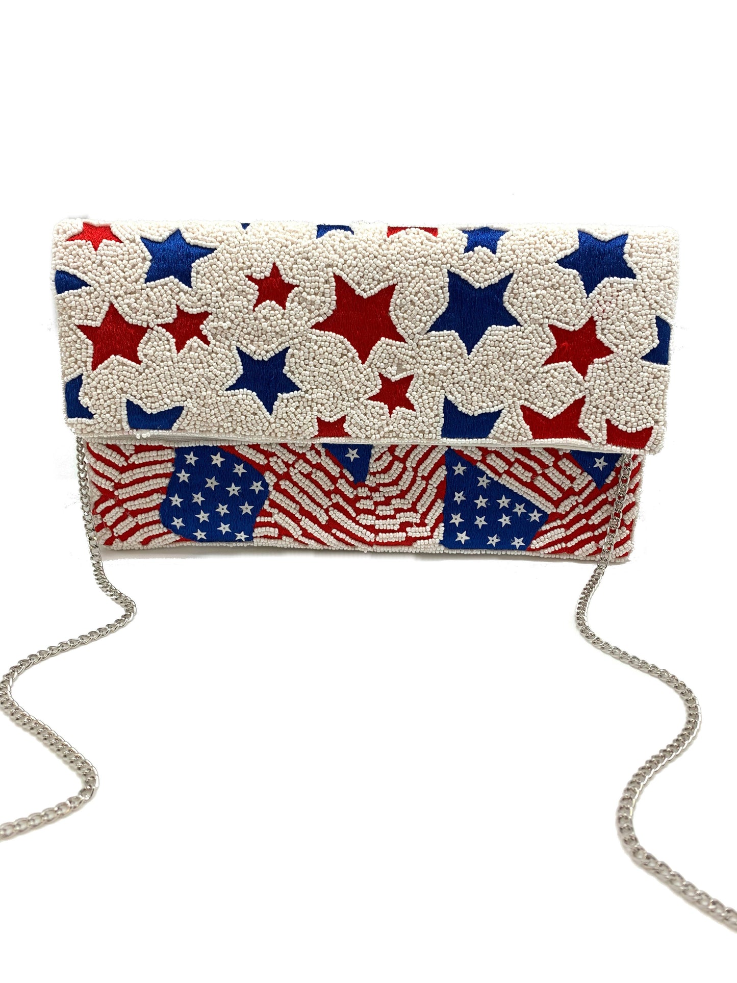 AMERICAN FLAG BEADED CLUTCH