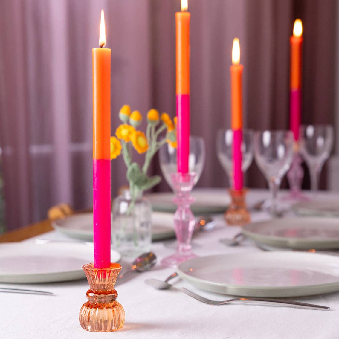 Talking Tables Orange & Pink Dinner Candles | Fall Decor |Everyday Dining