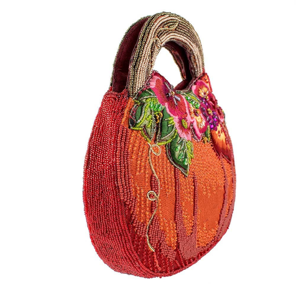 Harvest Garden Pumpkin and Floral Top Handle Bag