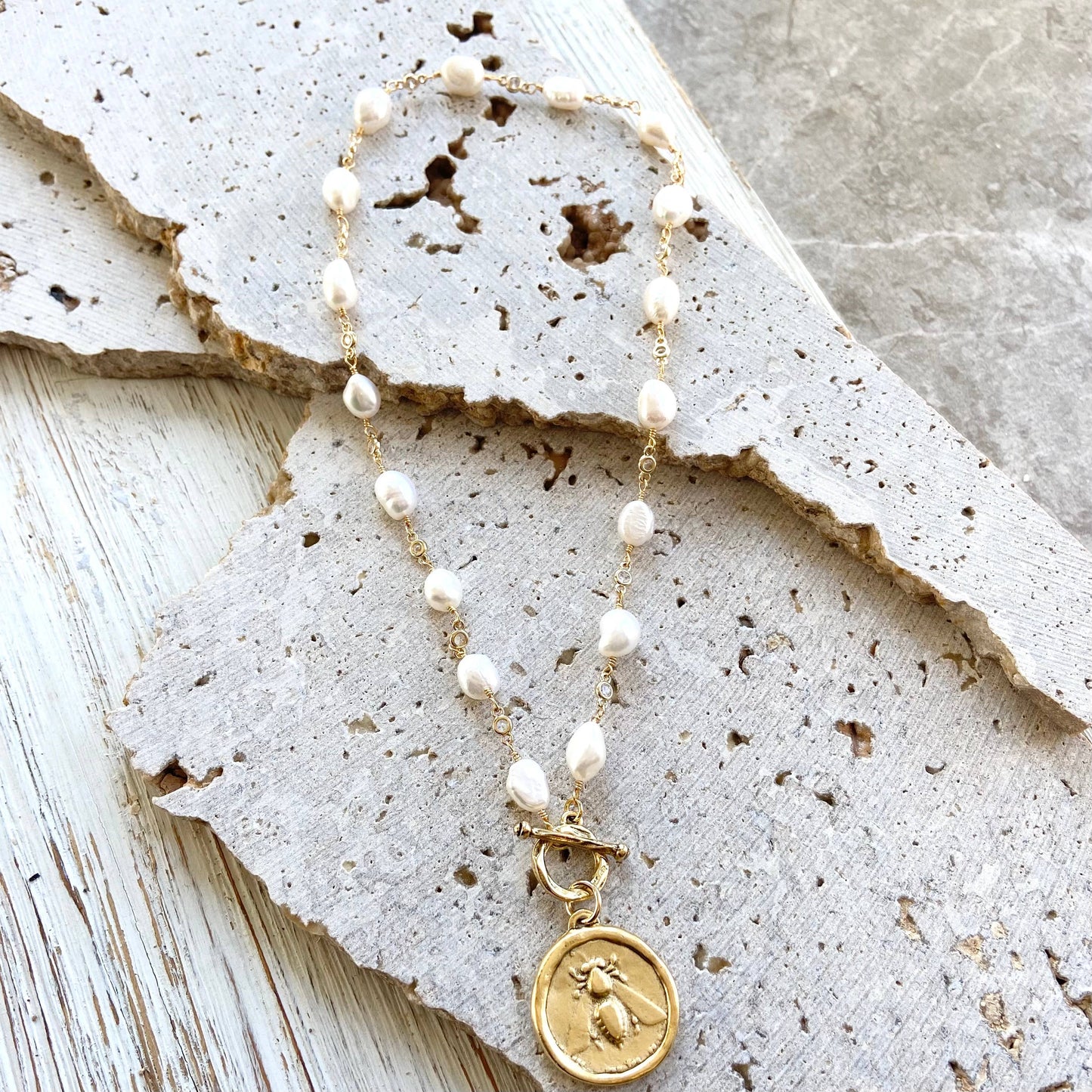 VB & Co. Reversible Queen Bee & Crown Necklace