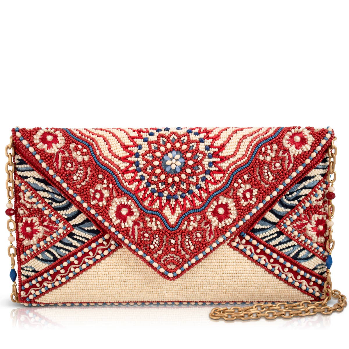Mary Frances Tied & True Red and Blue Beaded Bandana Inspired Crossbody