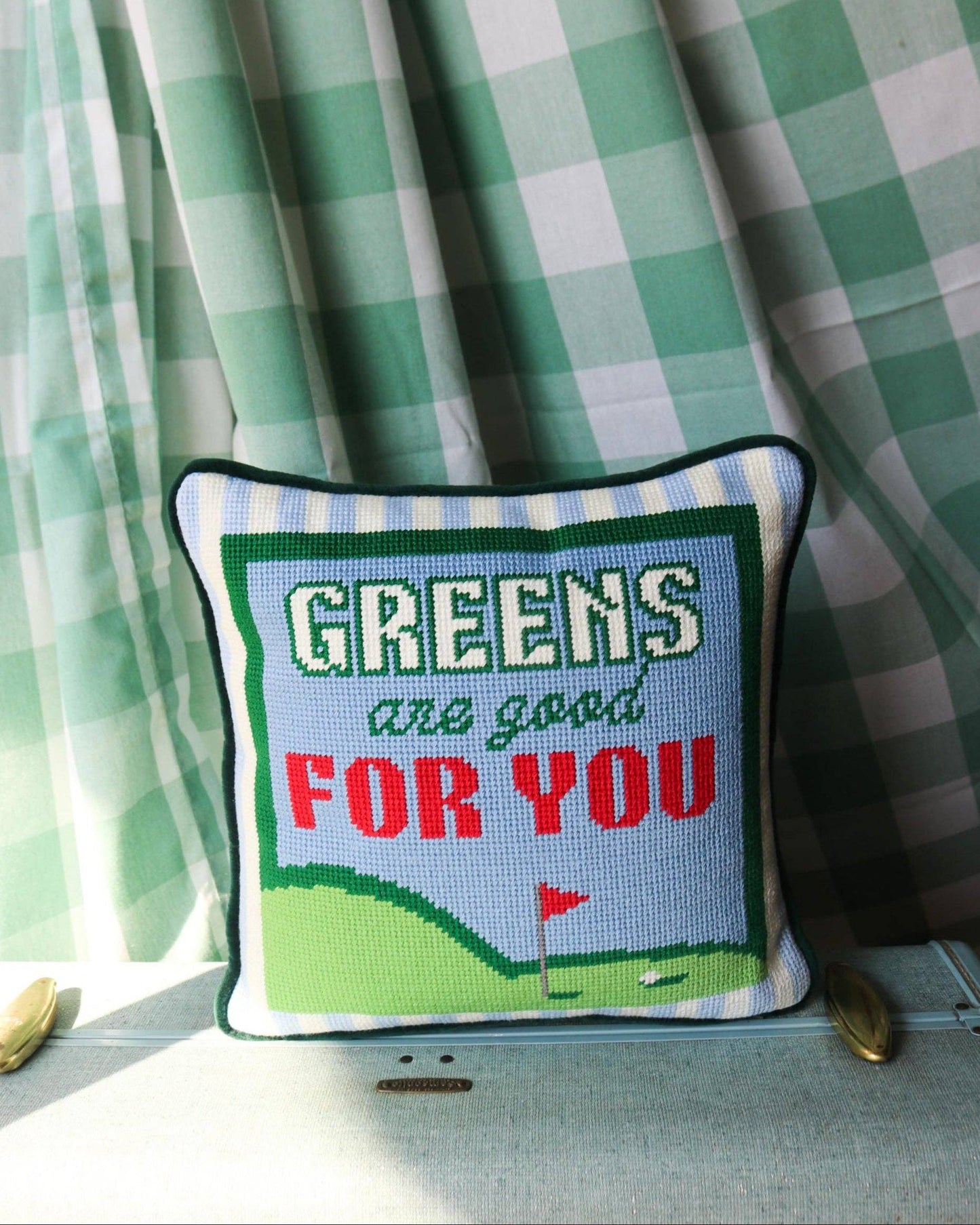 Southern Decorative Greens are Good for You Golf Needlepoint Pillow