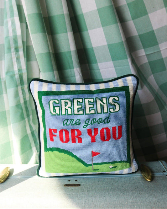 Southern Decorative Greens are Good for You Golf Needlepoint Pillow