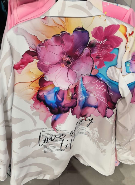 LOOWIE One Size Italian White Floral Print Blazer, One Size