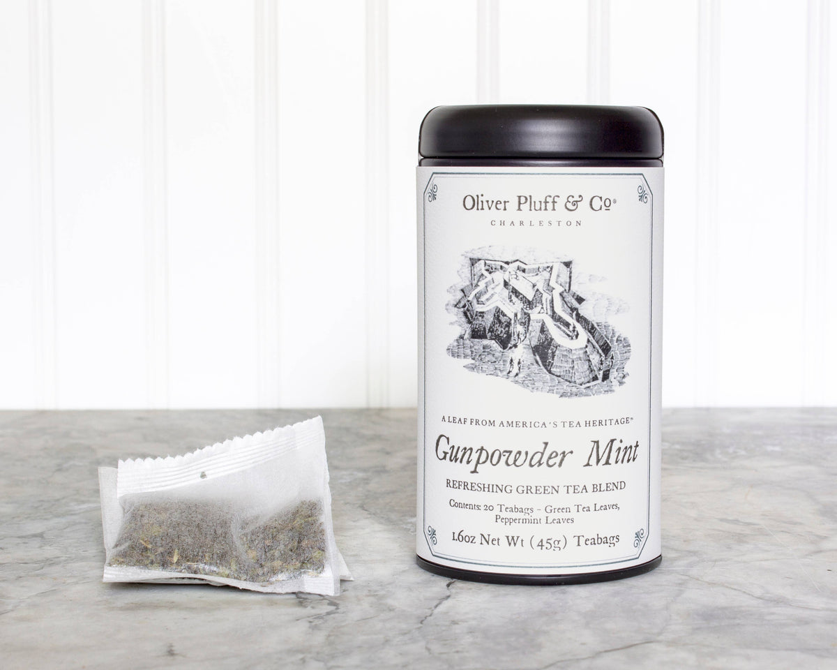 Oliver Pluff & Company Gunpowder Mint - 20 Teabags in Signature Tea Tin