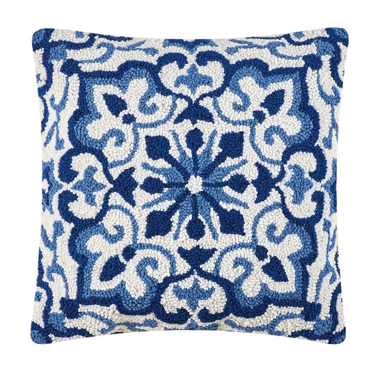 Peking Handicraft Blue Medallion Hook Pillow