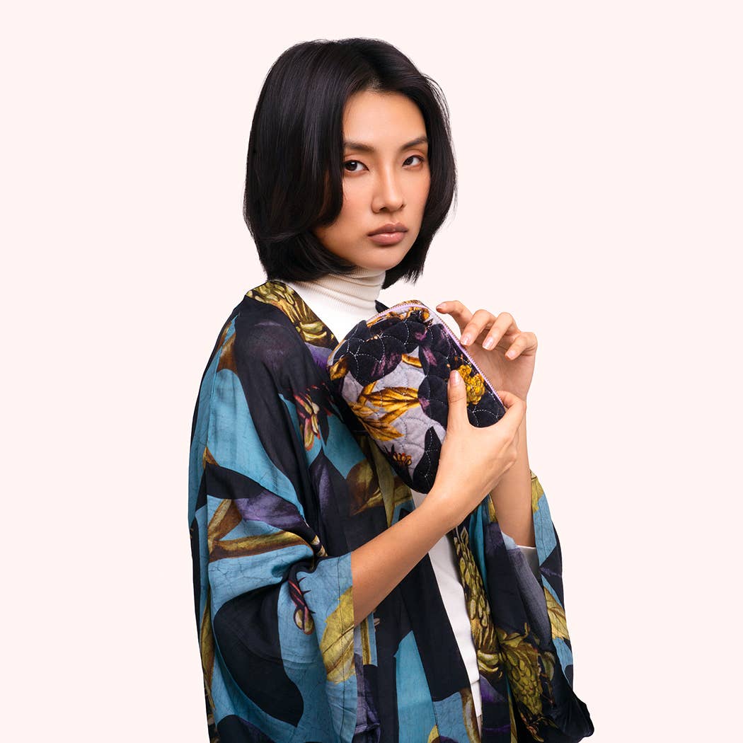 Hellebore Quilted Velvet Vanity Bag by Powder Design