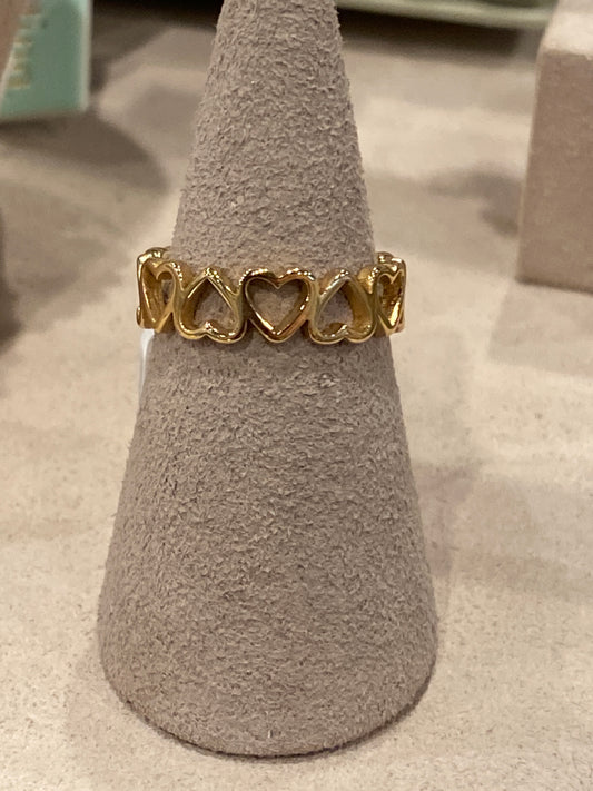 Gold Hearts Ring Size 7