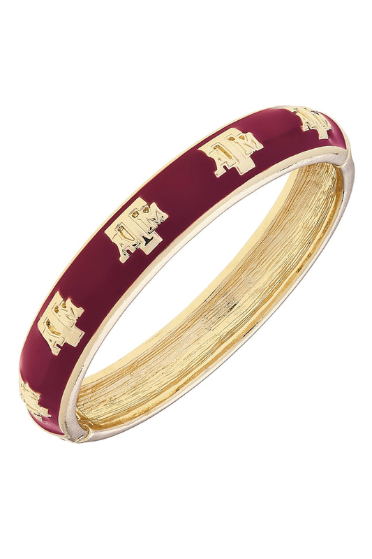 Canvas Style Texas A&M Aggies Sculpted Enamel Logo Hinge Bangle in Maroon