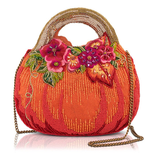Harvest Garden Pumpkin and Floral Top Handle Bag