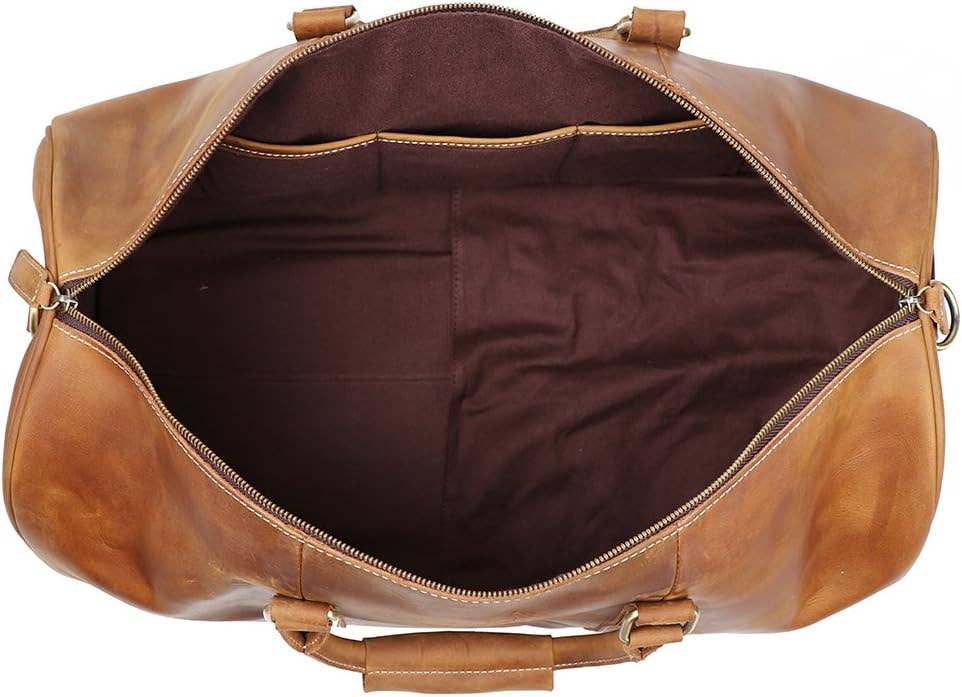 TUZECH Leather Large Duffel Luggage Leather Travel Bag