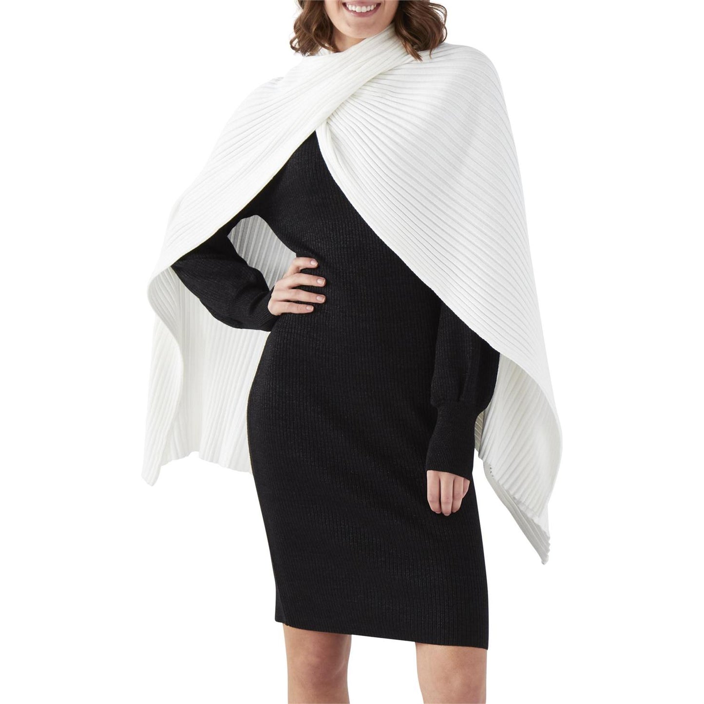 K&K Ribbed Cross Over Cape