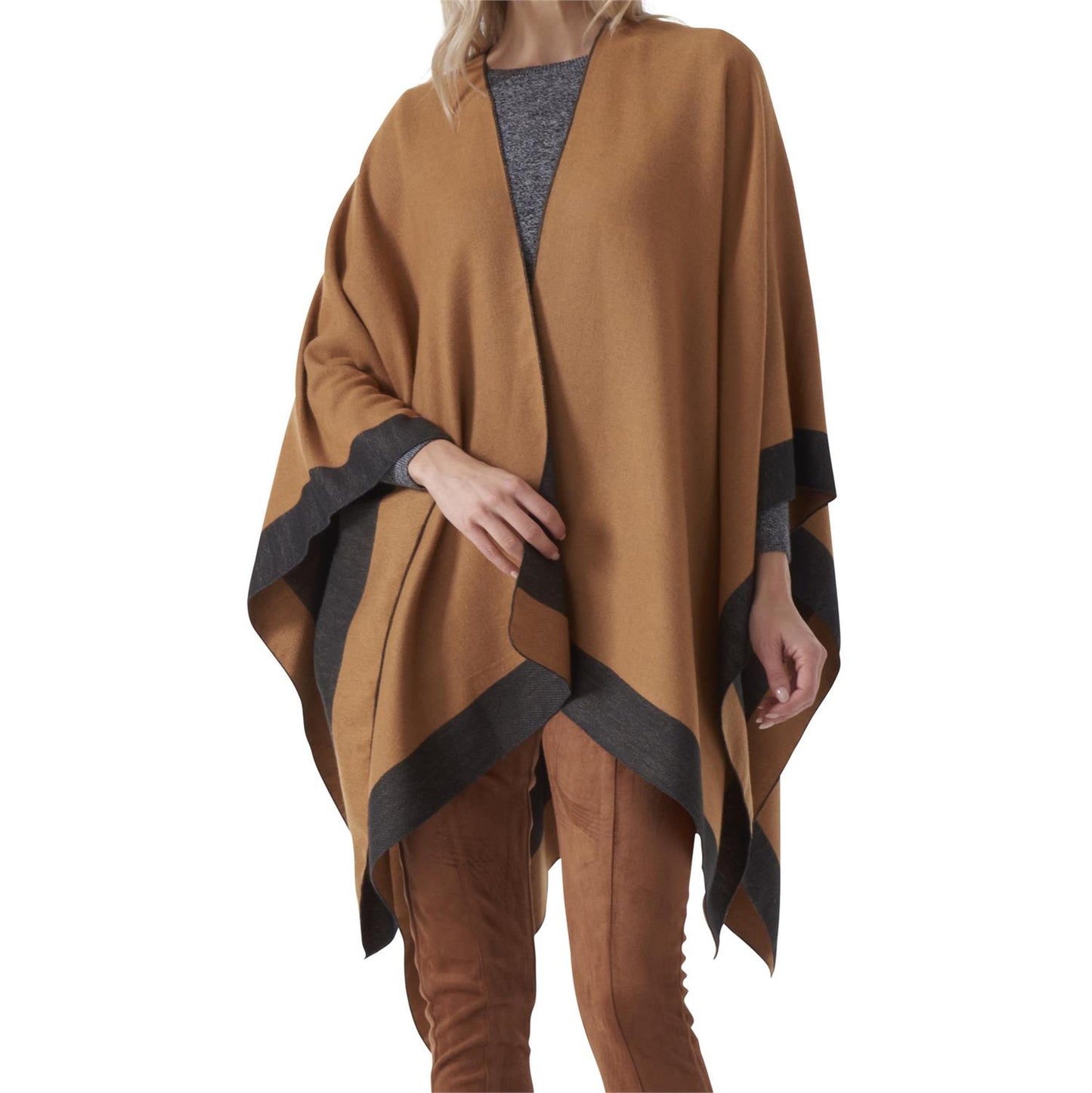 K&K Camel with Grey Trim Cape