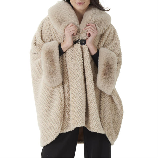 KK Ivory Chevron Fur Cape