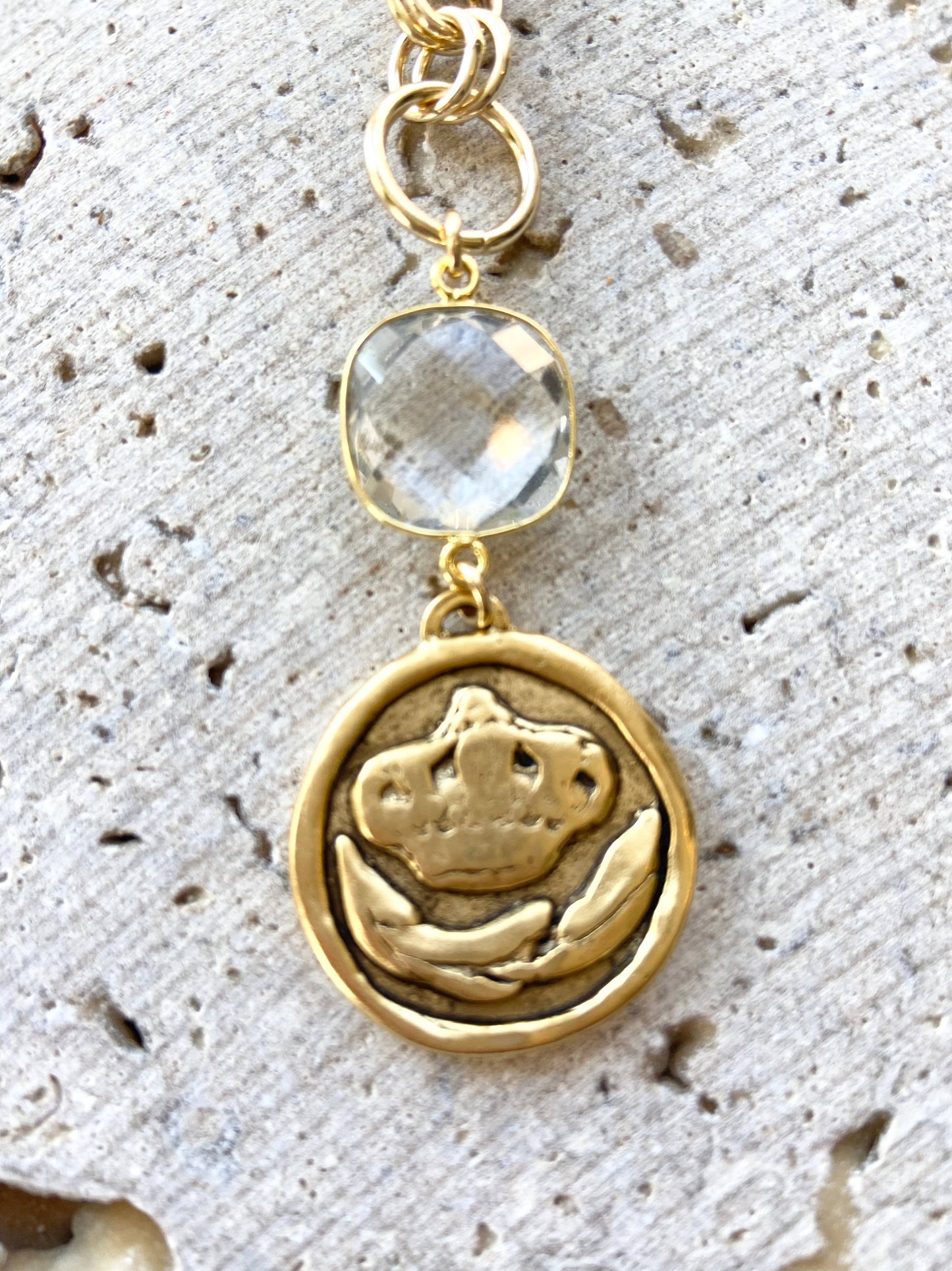 VB & Co. Reversible Queen Bee & Crown Necklace