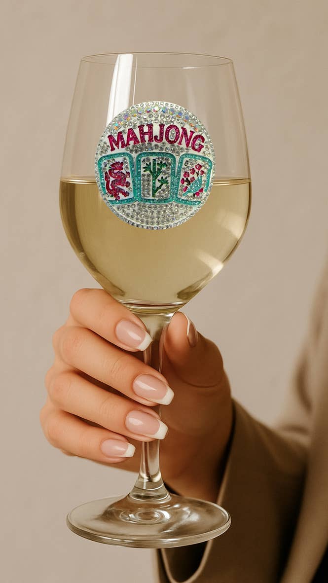 Queens' Jewels Mahjong Jeweled Stemmed Wine Glass