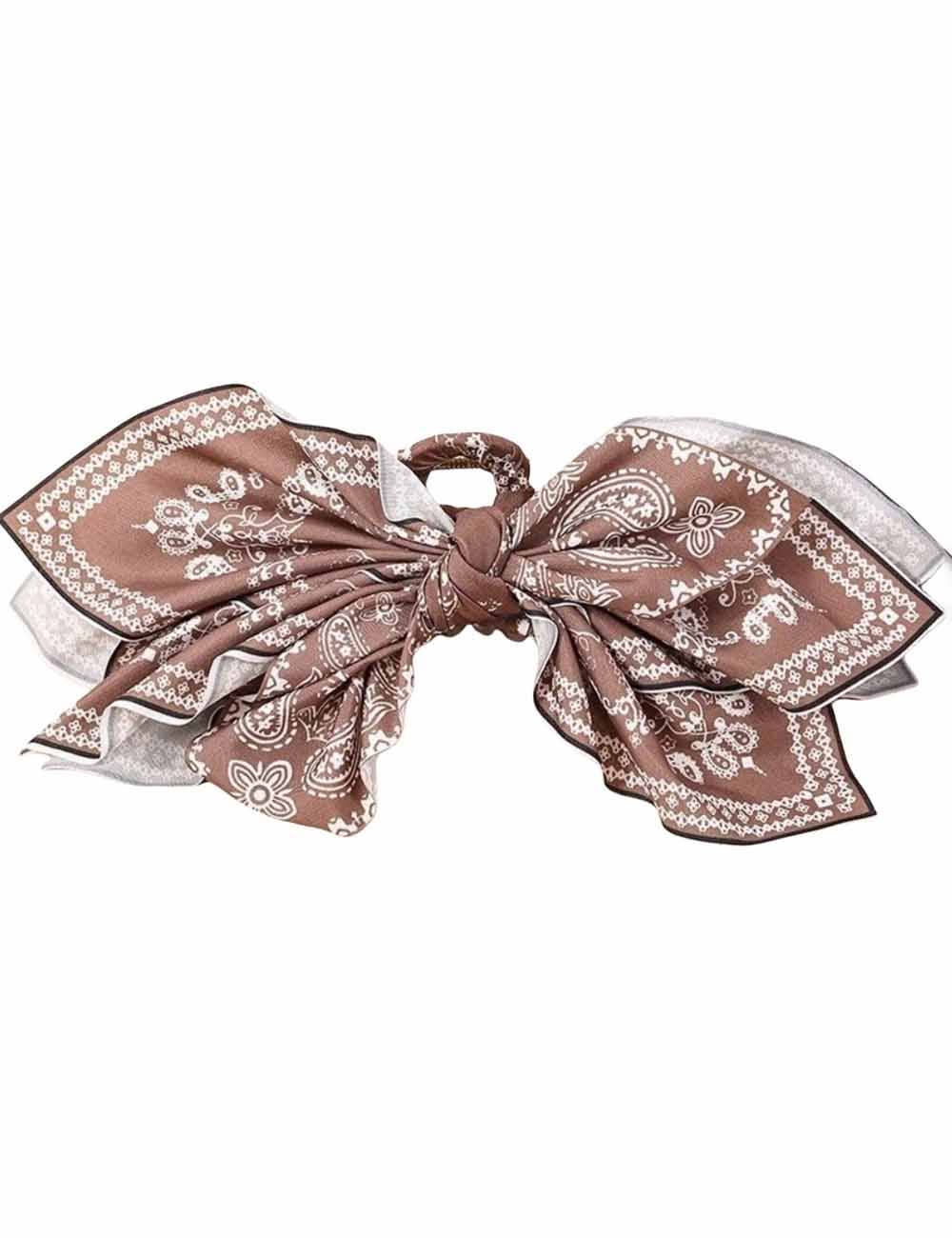 Sweetkama Ladies Chic Paisley Floral Print Bow Knot Hair Clip