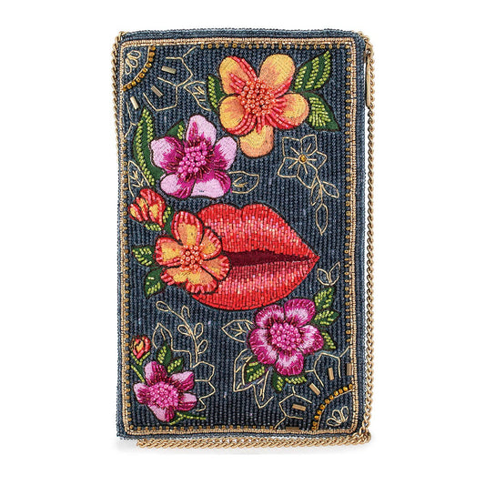 Mary Frances Lip Service Beaded-Embroidered Floral Crossbody Phone Bag