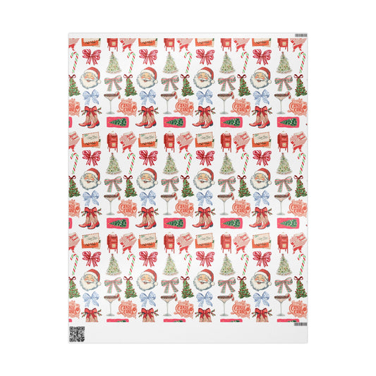 Retro Christmas Collage Gift Wrapping Paper