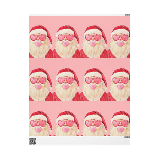 Pink Bubblegum Santa Claus Wrapping Paper