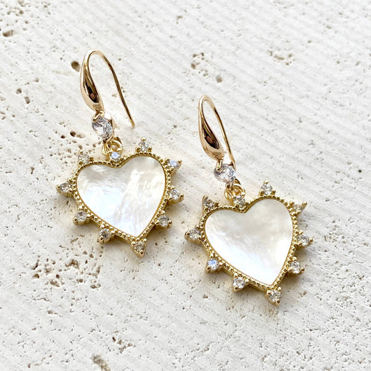 VB& Co. The Grande Heart: Shell Pearl Earrings