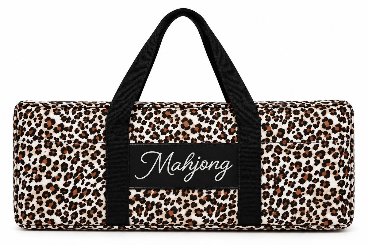 Cheetah Print Complete Mahjong Set with Mat & Carry Tote