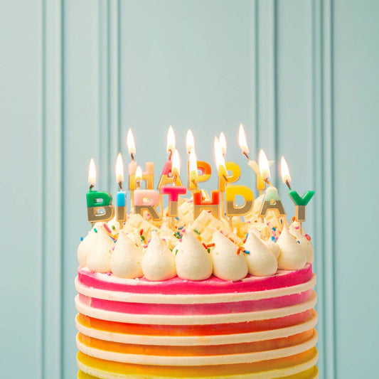 Talking Tables Rainbow Happy Birthday Candles | Cake Candle | Primary Colors