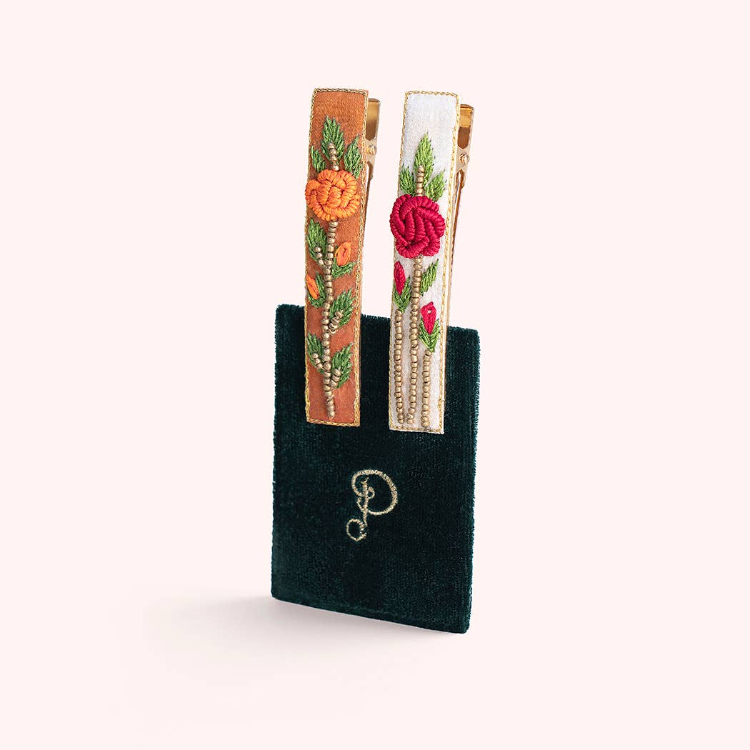 Embellished Hair Bars - Spring Garden, by Powder Designs