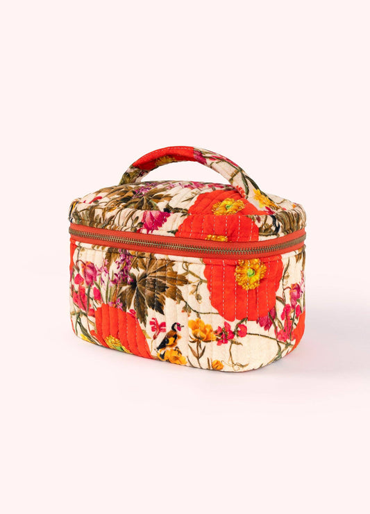 Quilted Velvet Vanity Case - Fine Flowers, Cream, by Powder Designs