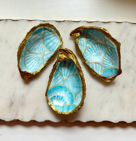 Mermaid Blue Oyster Shell Jewelry Dish