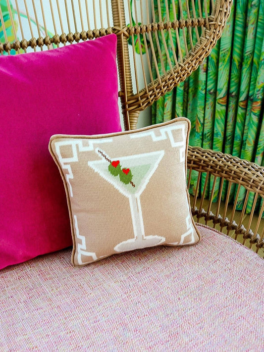 Southern Decorative Dirty Martini Needlepoint Pillow