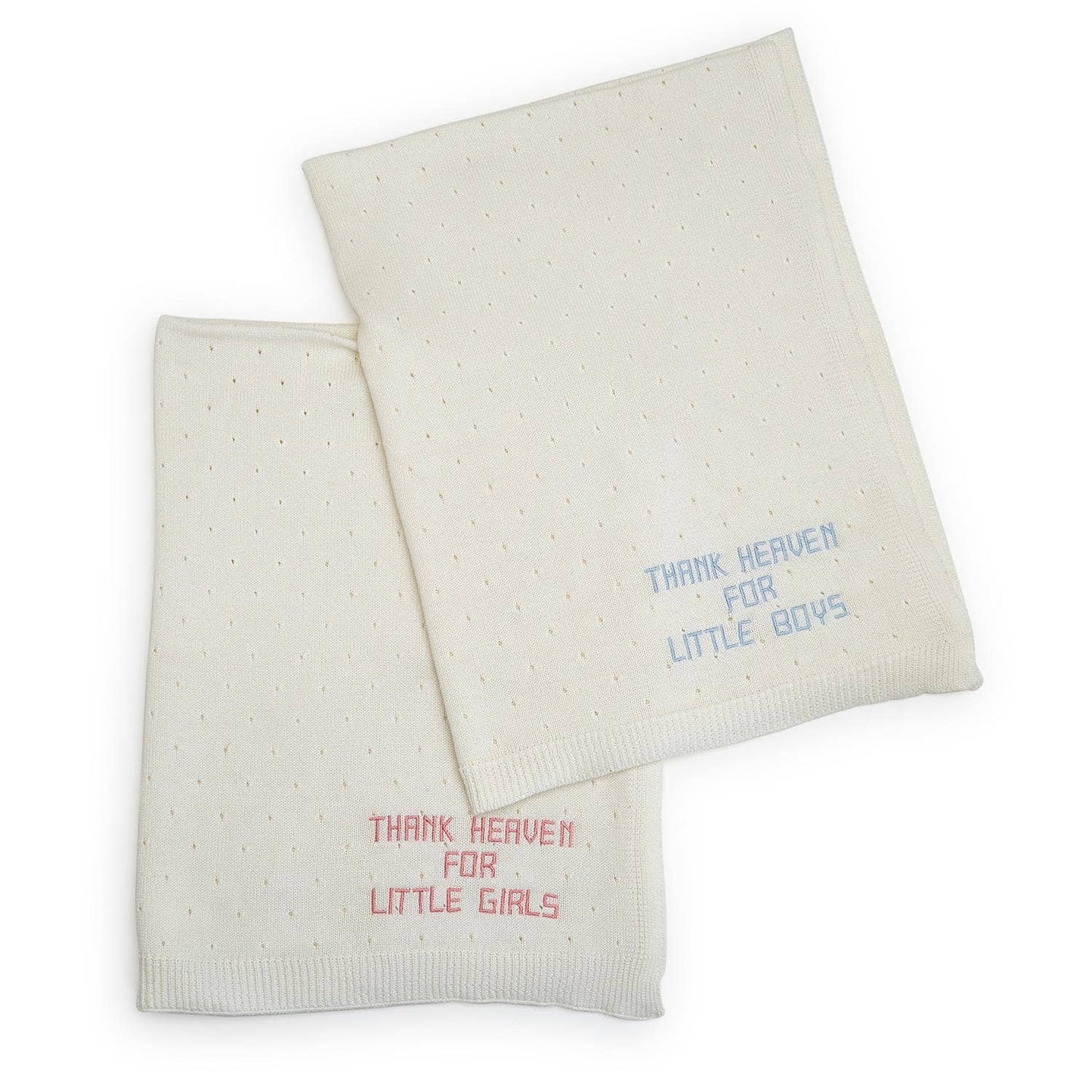 Two's Company's Thank Heaven Embroidered Knit Cotton Blanket