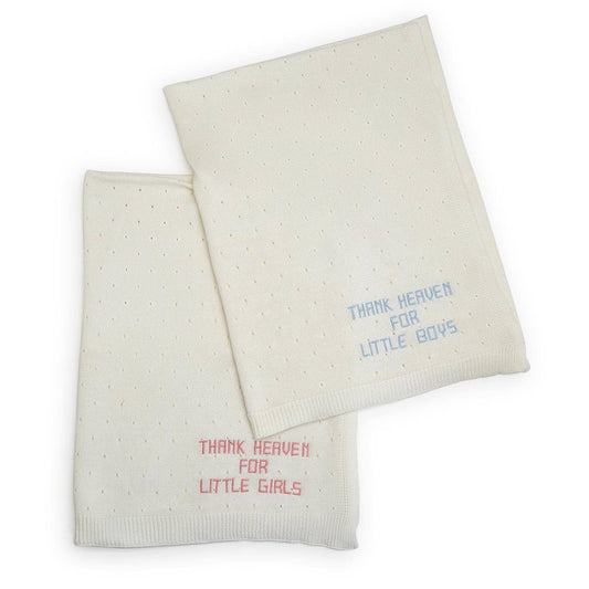 Two's Company's Thank Heaven Embroidered Knit Cotton Blanket