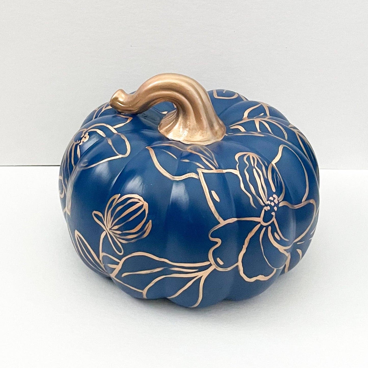 Jessica Reynolds Large Blue and Gold Magnolia Pumpkin