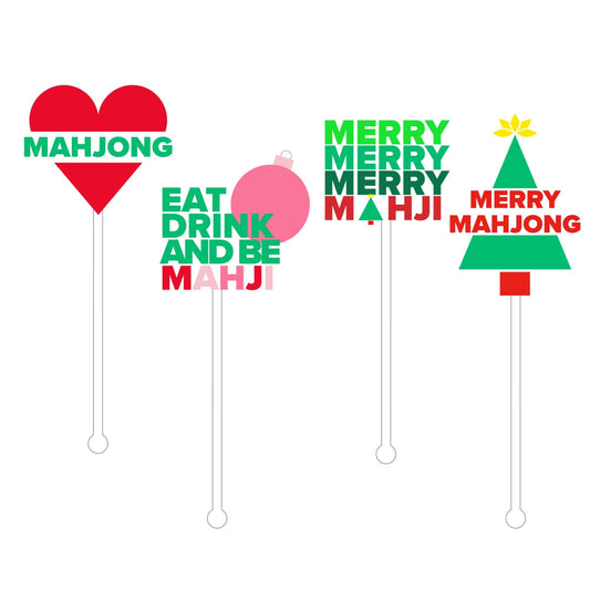 MAHJI MAMAS CHRISTMAS ACRYLIC STIR STICKS- SET OF 4