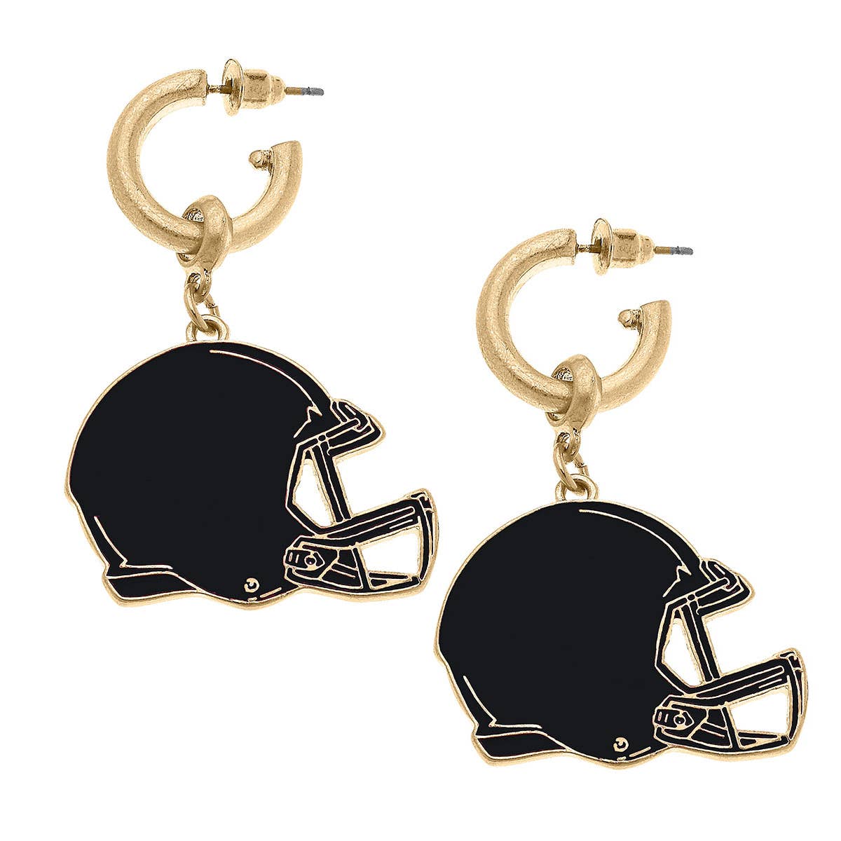 Canvas Style Game Day Football Helmet Enamel Earrings