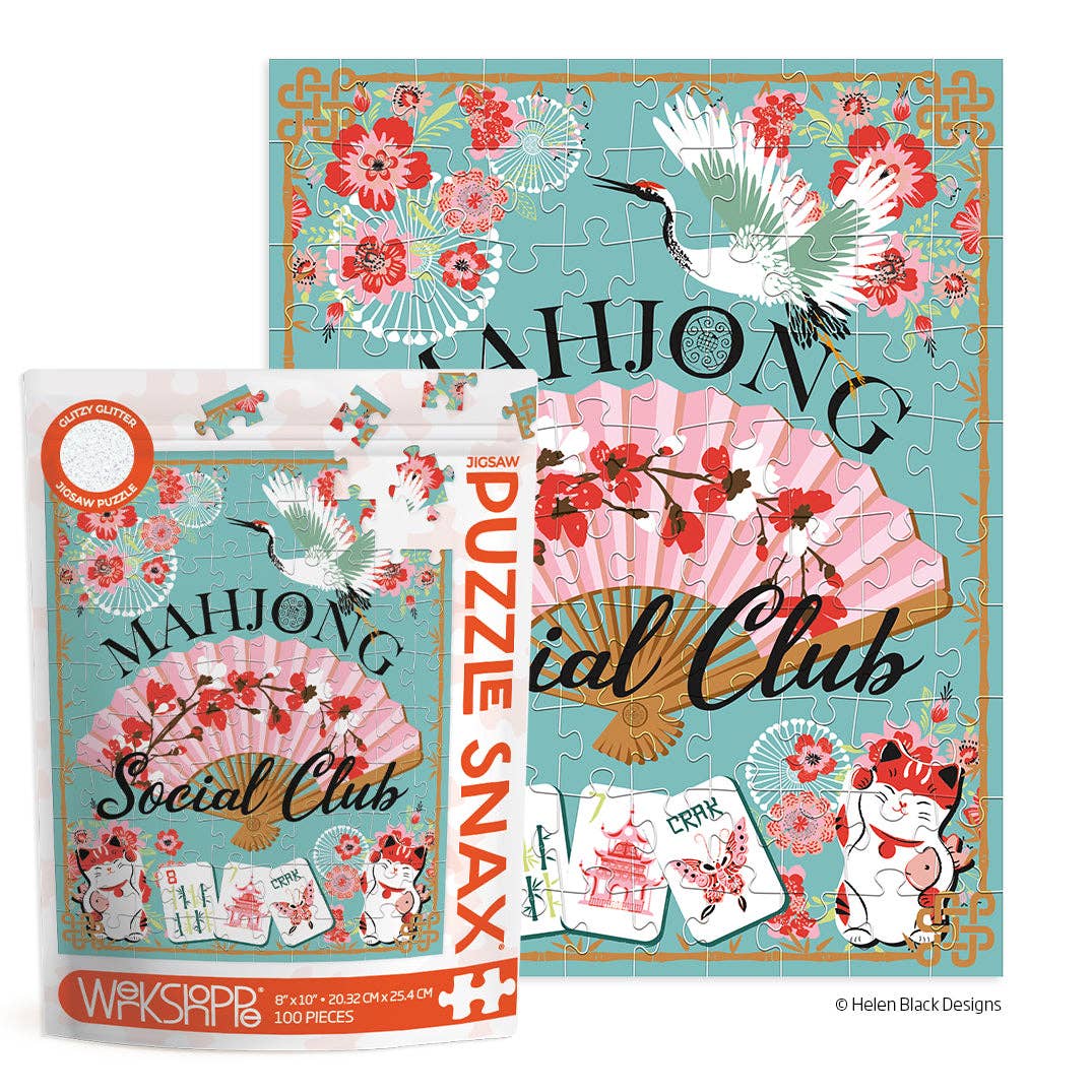 WerkShoppe Mahjong Social Club 100 Piece Puzzle Snax