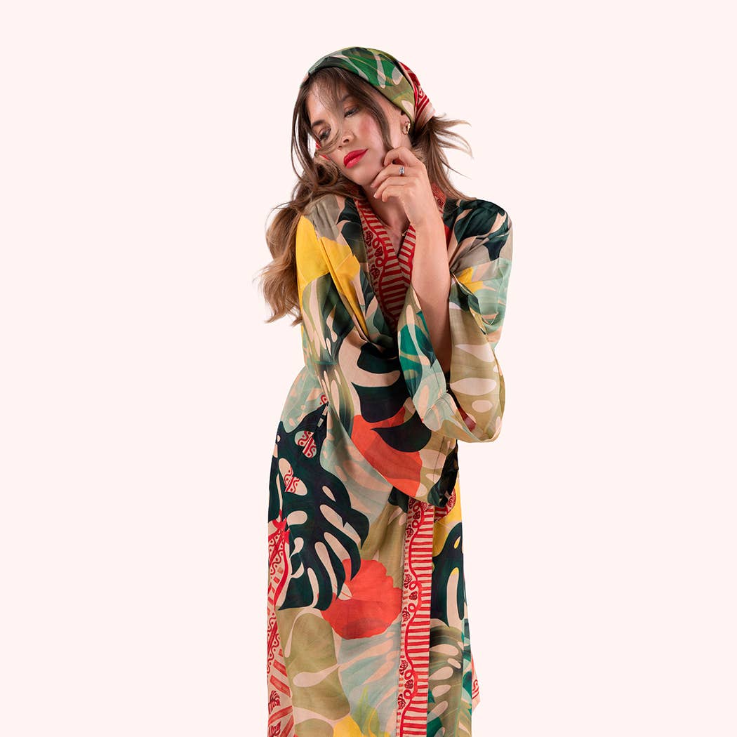 Kimono Gown - Exotic Leaves, by Powder Designs