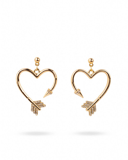 Royal Standard Cupid's Heart Earrings   Gold   1.75"